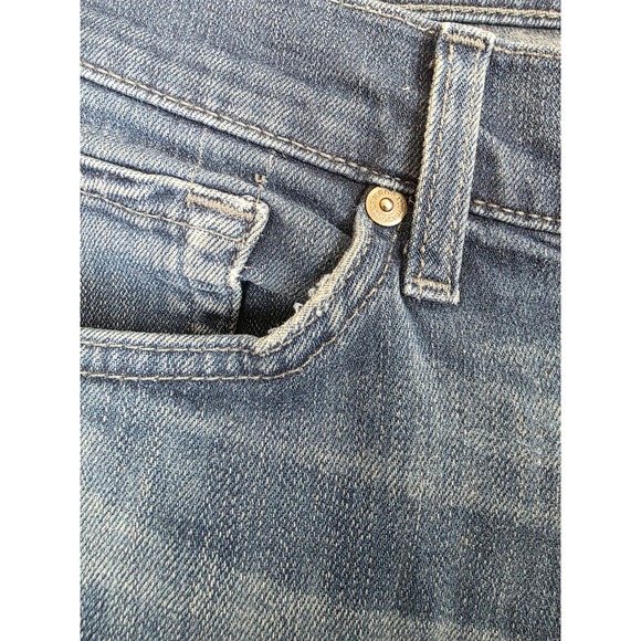 7 For All Mankind Slimmy Jeans Mens Size 33x30 Blue Dark Wash Denim Workwear - Picture 14 of 16